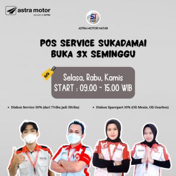 Pos Service Sukadamai Buka 3x Seminggu dengan Promo Diskon Service 50%